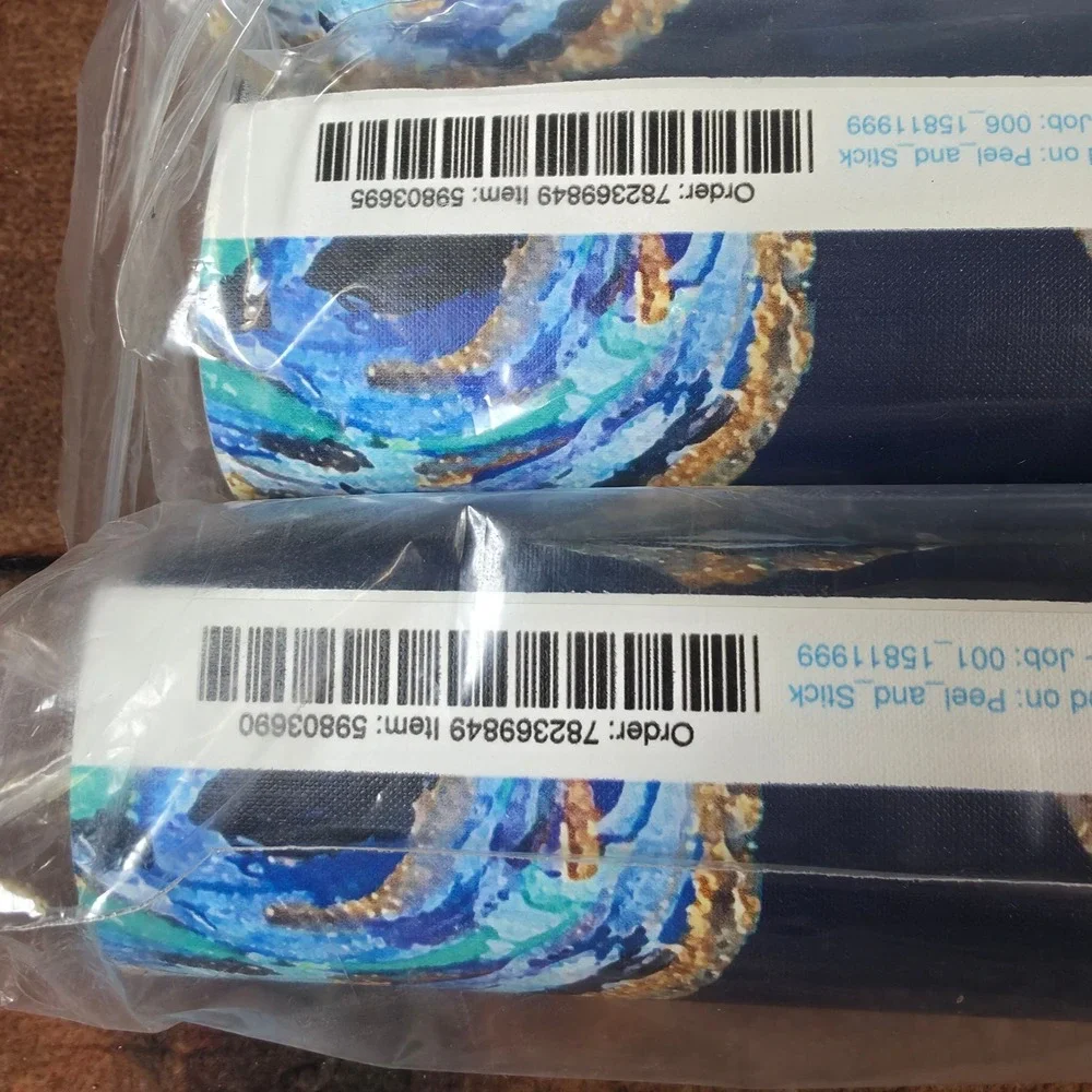 Spoonflower Peel and Stick Wallpaper 12ft Navy Gold New 4 Rolls Abstract Oysters